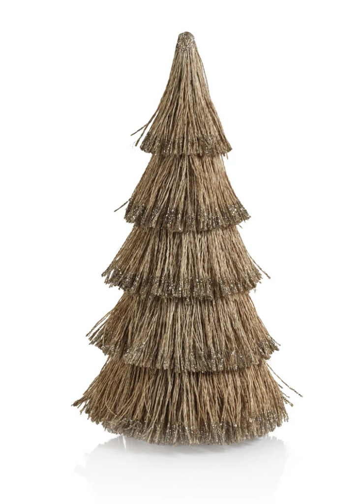 ABACA ROPE ALL NATURAL TREE WITH CHAMPAGNE GLITTER TRIM