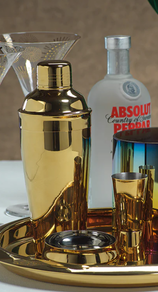 STAINLESS STEEL GOLD COCKTAIL SHAKER