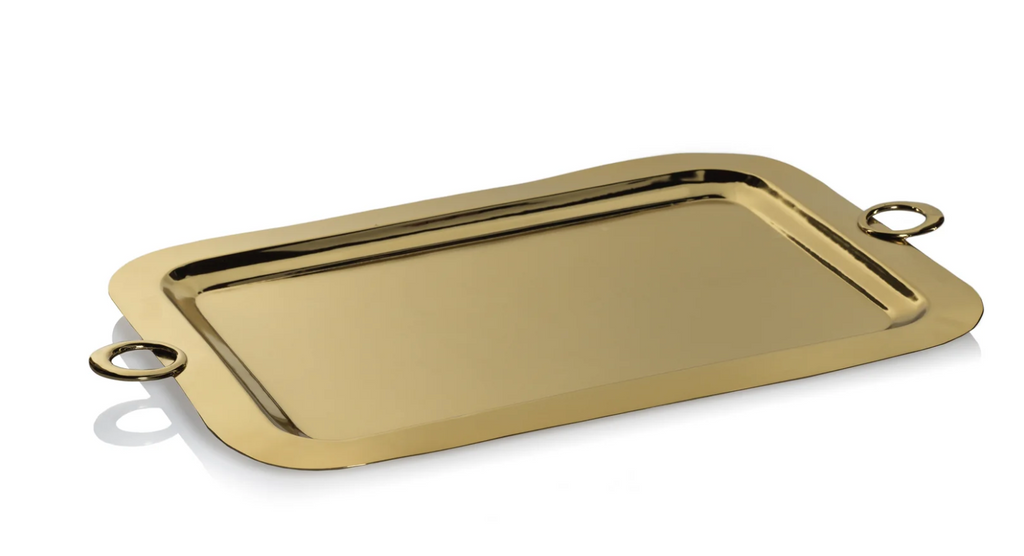 BARCARDI POLISHED BRASS SERVING TRAY - GOLD