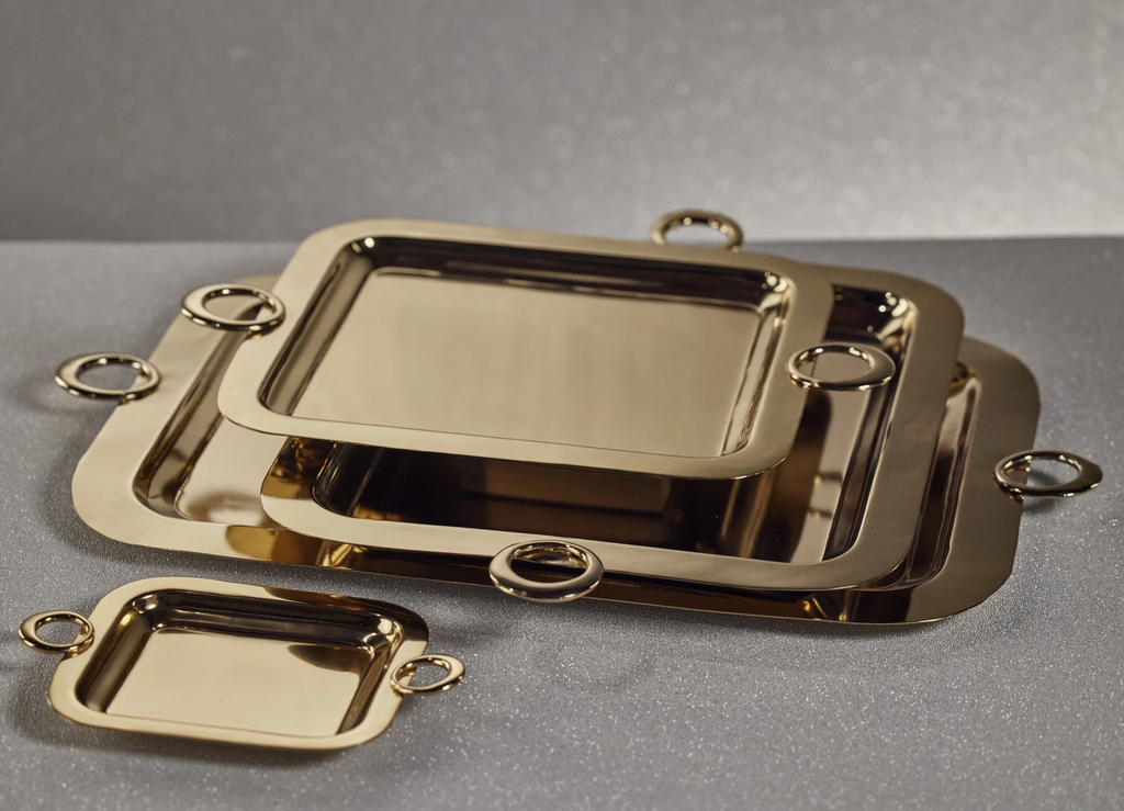 BARCARDI POLISHED BRASS SERVING TRAY - GOLD