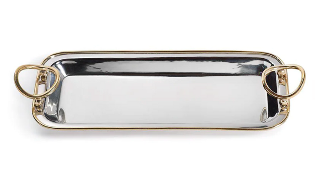 POLISHED NICKEL AND GOLD PRECIOUS TRAY