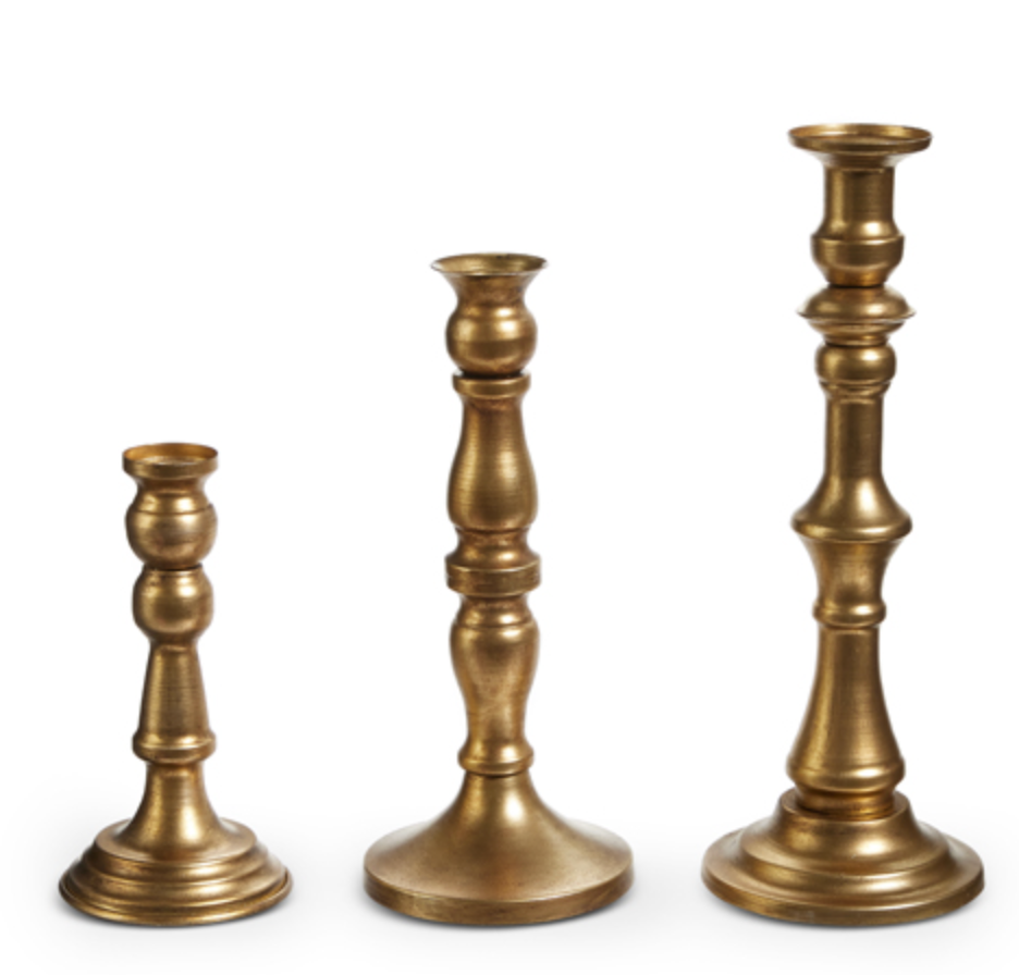 ANTIQUE GOLD CANDLE STICKS - 3 SIZES AVAILABLE