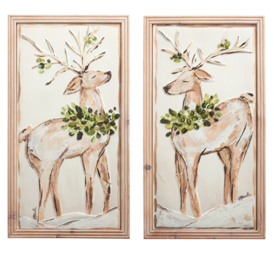 DEER STAMPED METAL FRAMED WALL ART