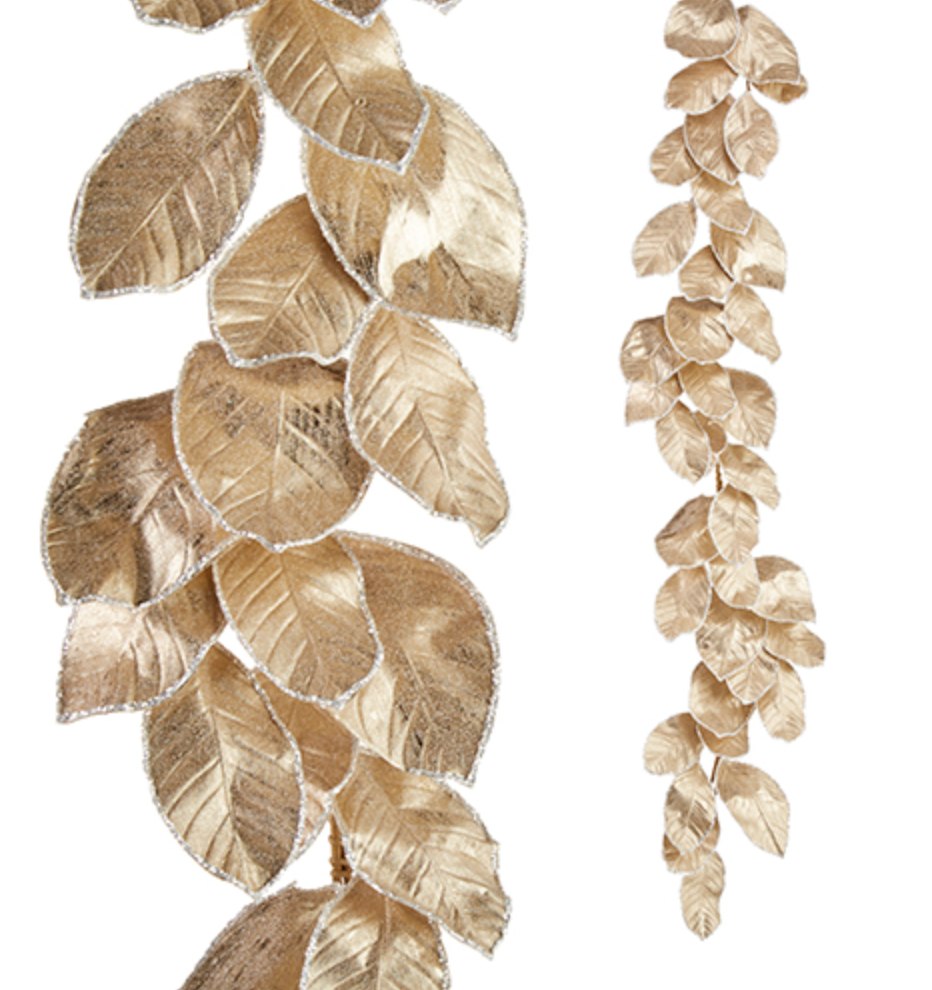 GLITTERED MAGNOLIA LEAF GARLAND