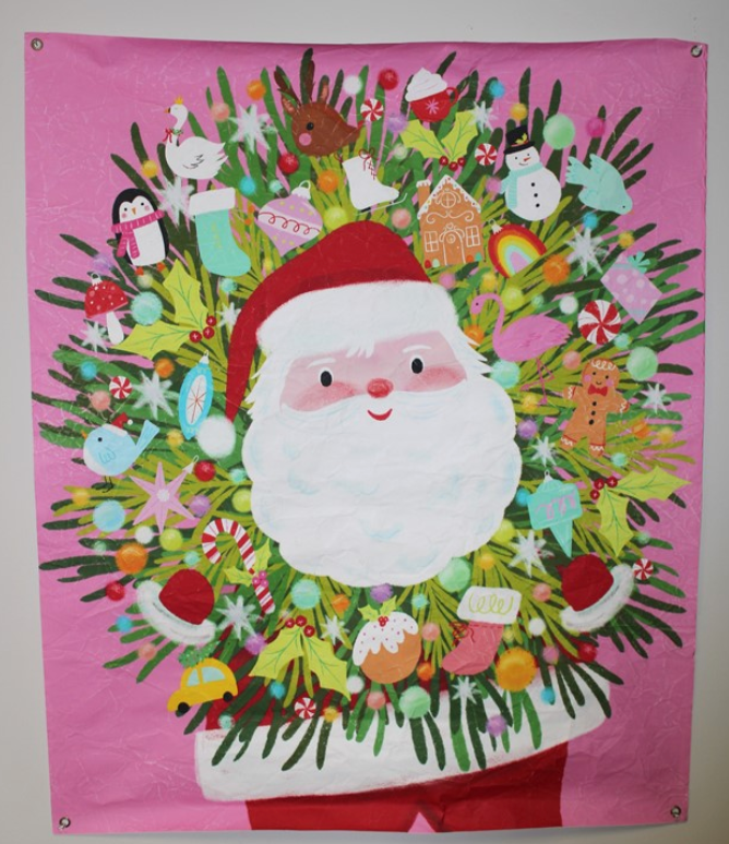 PAPER ART - HOLLY JOLLY SANTA IN WREATH