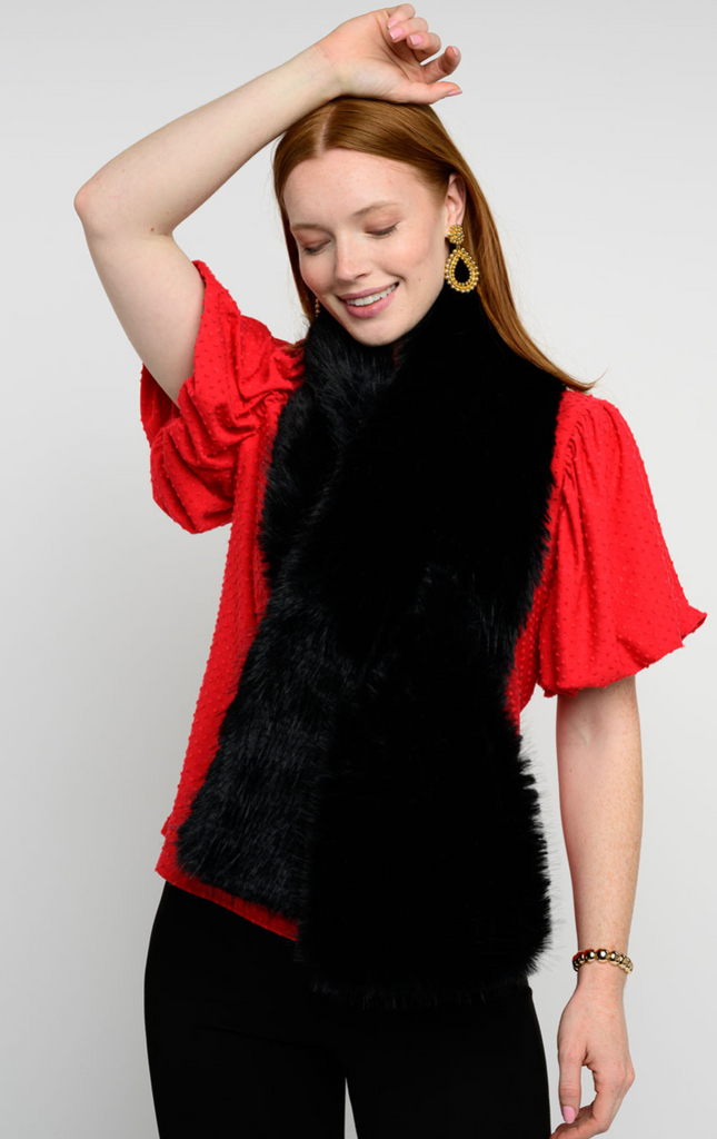 FAUX FUR SCARF - BLACK