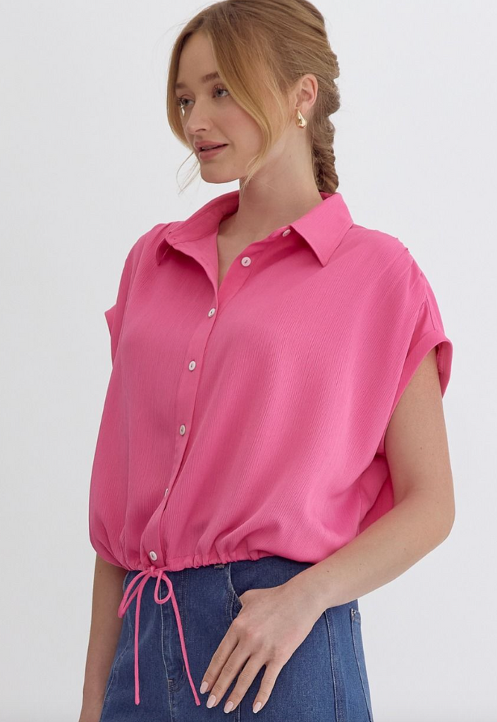 TEXTURED ROUND NECK TOP IN PINK