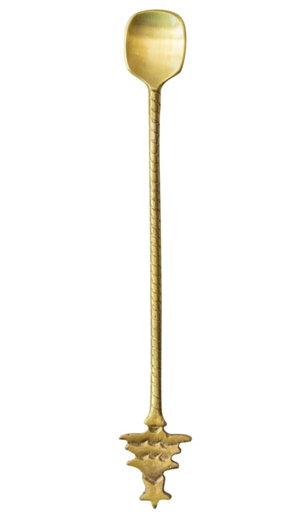 BRASS COCKTAIL SPOON WITH TREE HANDLE