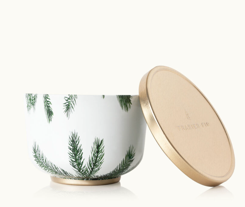 FRASIER FIR CANDLE TIN WITH GOLD LID