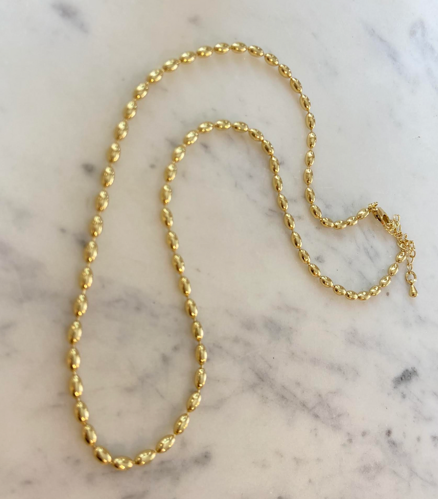 GOLD FILLED OVAL BEAD NECKLACE