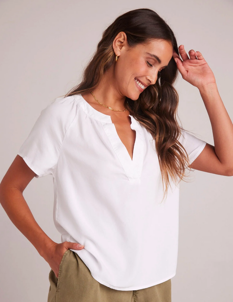 BELLA DAHL FLOWY SHORT SLEEVE PULLOVER - WHITE