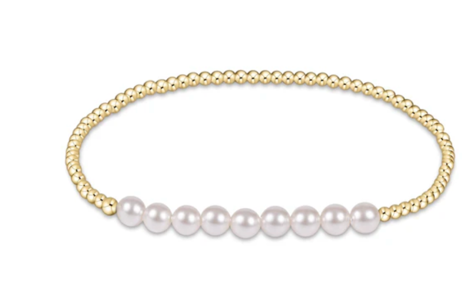 E NEWTON CLASSIC GOLD BEADED BLISS 2.5MM BEAD BRACELET - 5MM PEARL