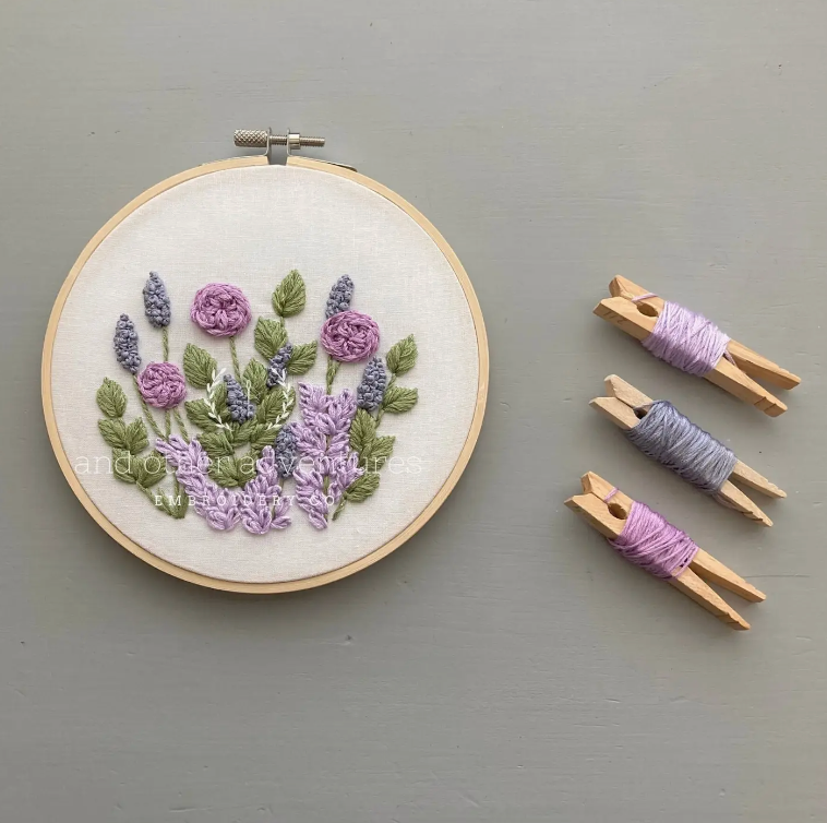 HAND EMBROIDERY KIT - HAWTHORNE IN LILAC