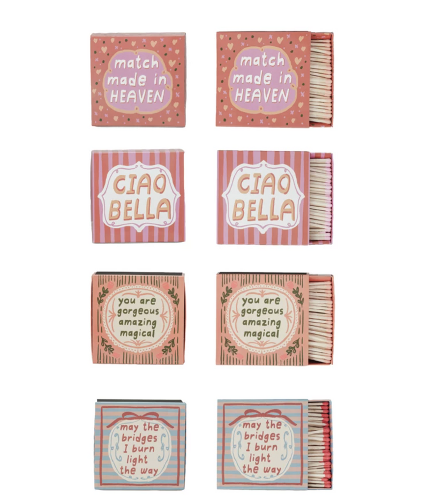 SAFETY MATCHES IN MATCHBOX WITH SAYING - 4 STYLES