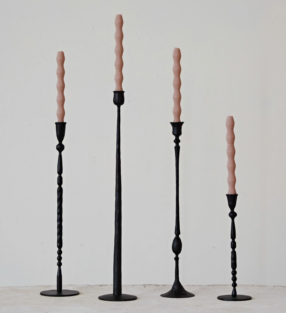 HAND-FORGED CAST IRON TAPER HOLDER - BLACK - 3 STYLES AVAILABLE