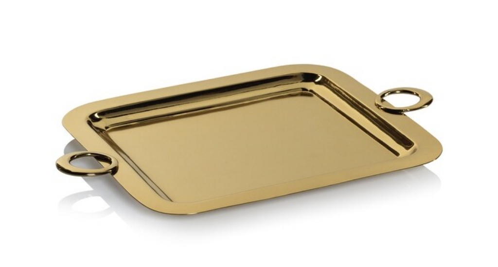 BACARDI POLISHED BRASS SMALL SERVING TRAY-GOLD