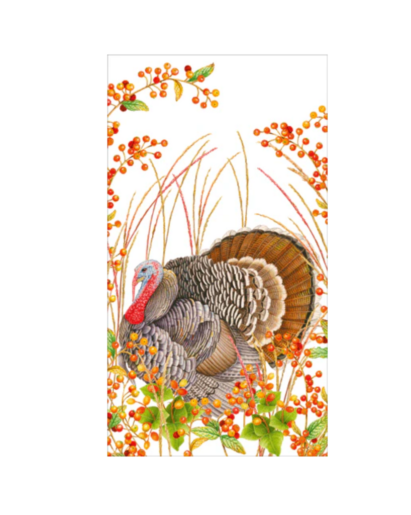 TURKEY AND BERRIES- GUEST TOWEL