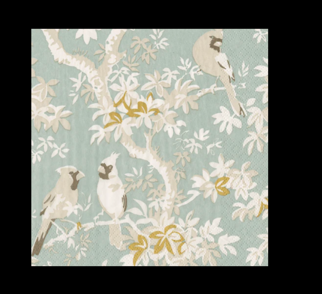 SCENIC SONGBIRDS CELADON - COCKTAIL NAPKIN