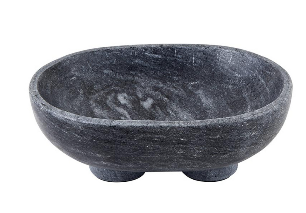 CHARCOAL FOOTED MARBLE BOWL LARGE-IN STORE PICK UP ONLY