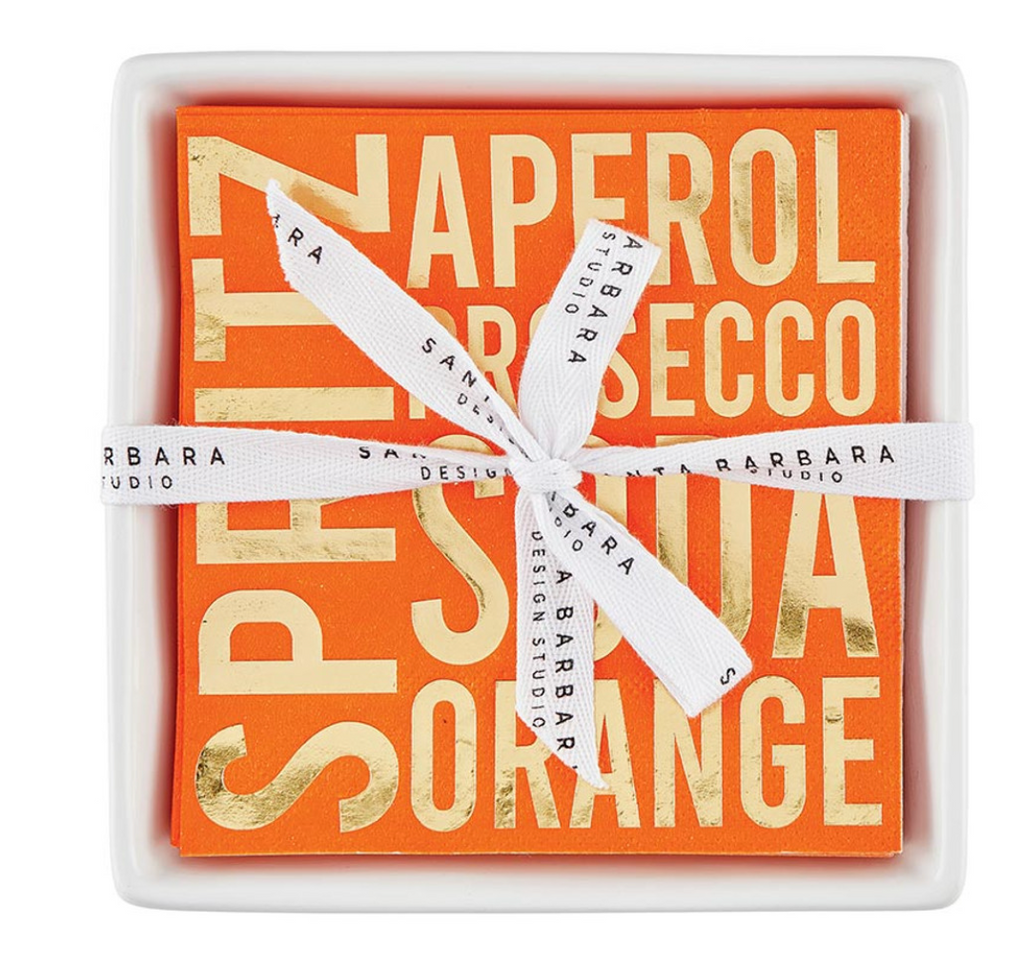 CERAMIC NAPKIN TRAY WITH NAPKINS-APEROL SPRITZ