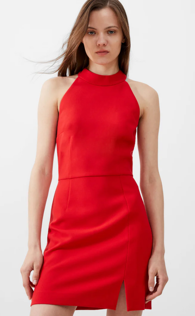 WHISPER RACER NECK DRESS IN TRUE RED