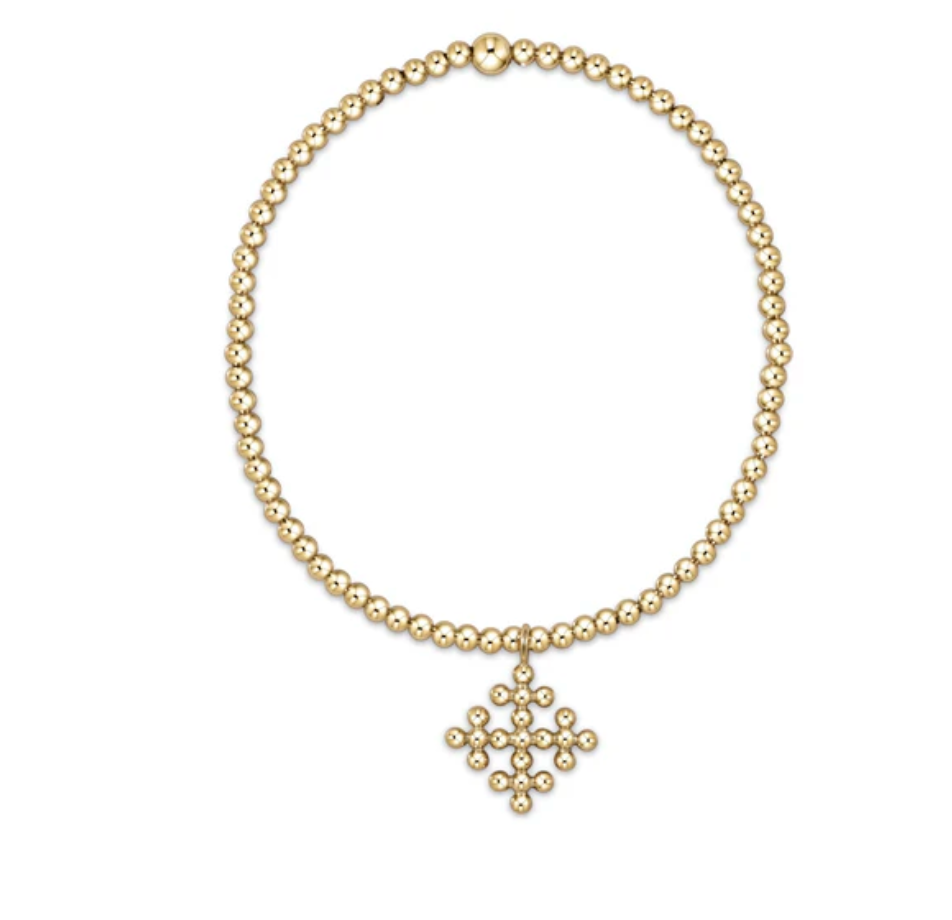 E NEWTON CLASSIC GOLD 2.5MM BEAD BRACELET - ENCOMPASS GOLD CHARM