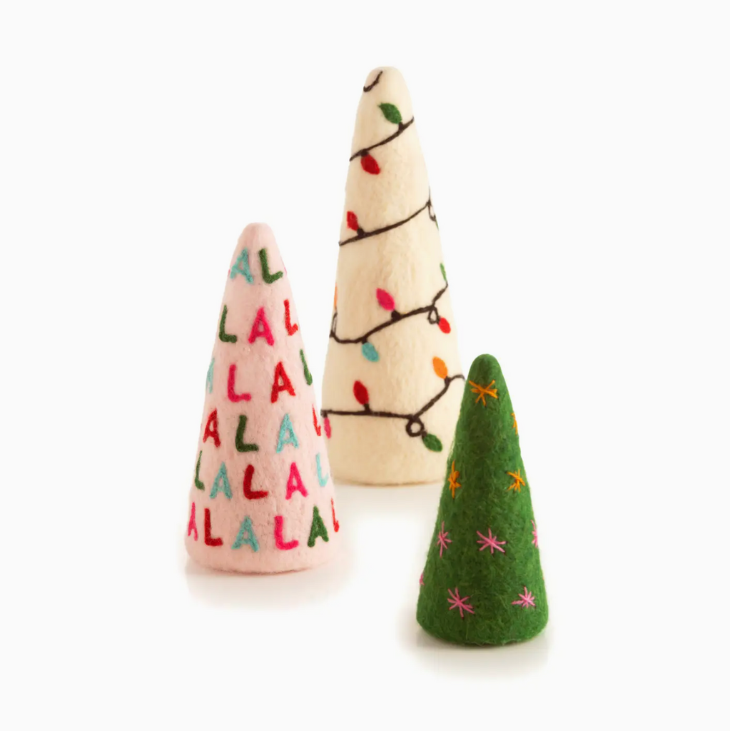 DECORATIVE WOOL CHRISTMAS TREES-3 SIZES