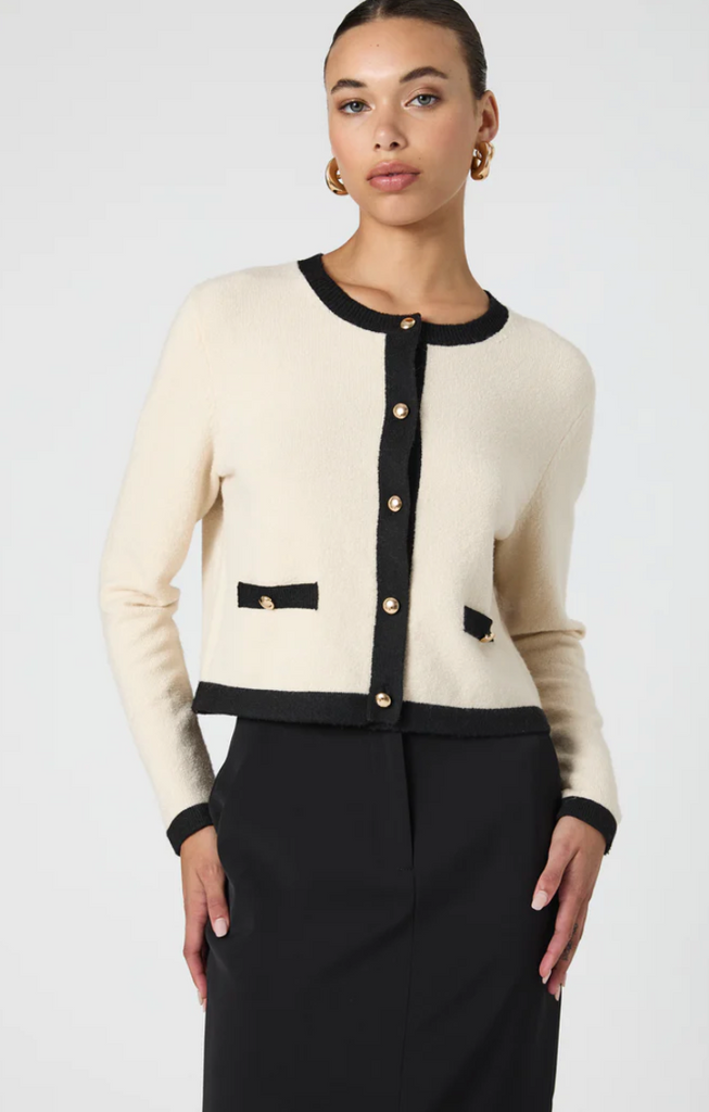 VHARI CONTRAST CARDIGAN-CREAM/BLACK