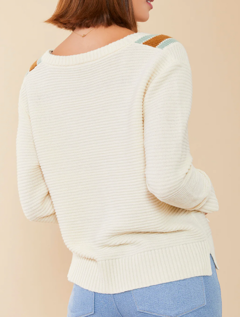 ASTER VNECK PULLOVER ALABASTER STRIPE