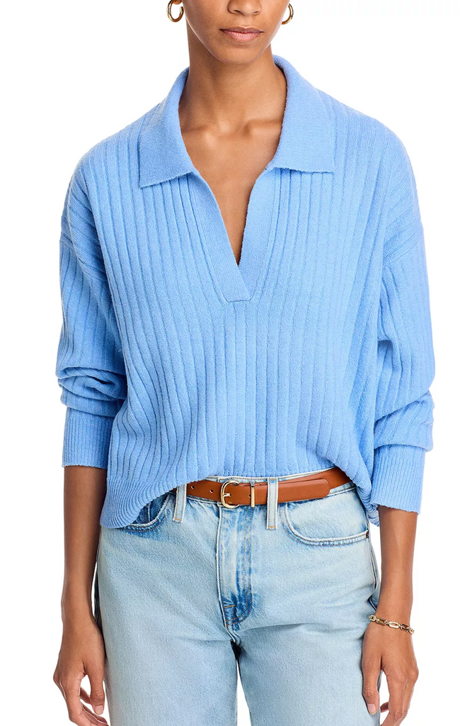 VHARI COLLAR LS SWEATER-DUSTED BLUE