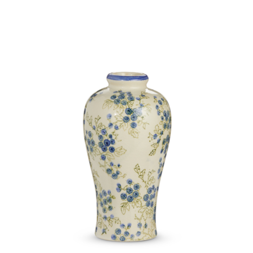 BLUE FLORAL VASE 11.5"