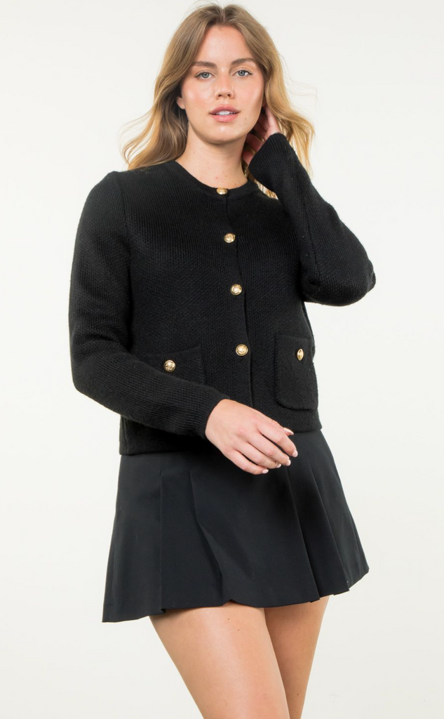 BLACK CARDIGAN SWEATER