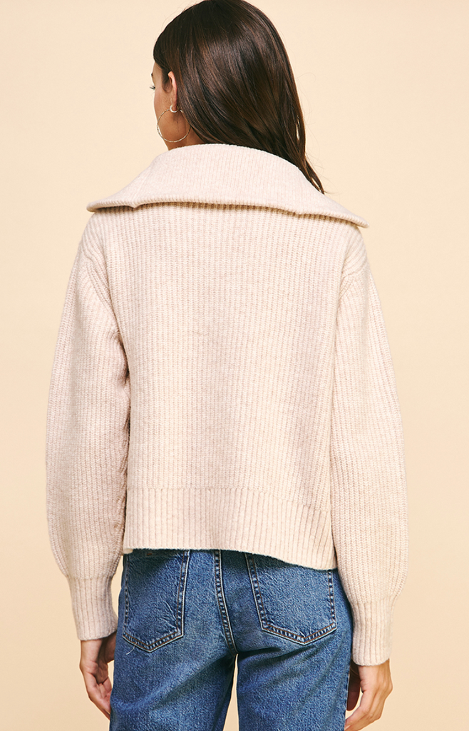 FULL ZIP SWEATER IN OATMEAL