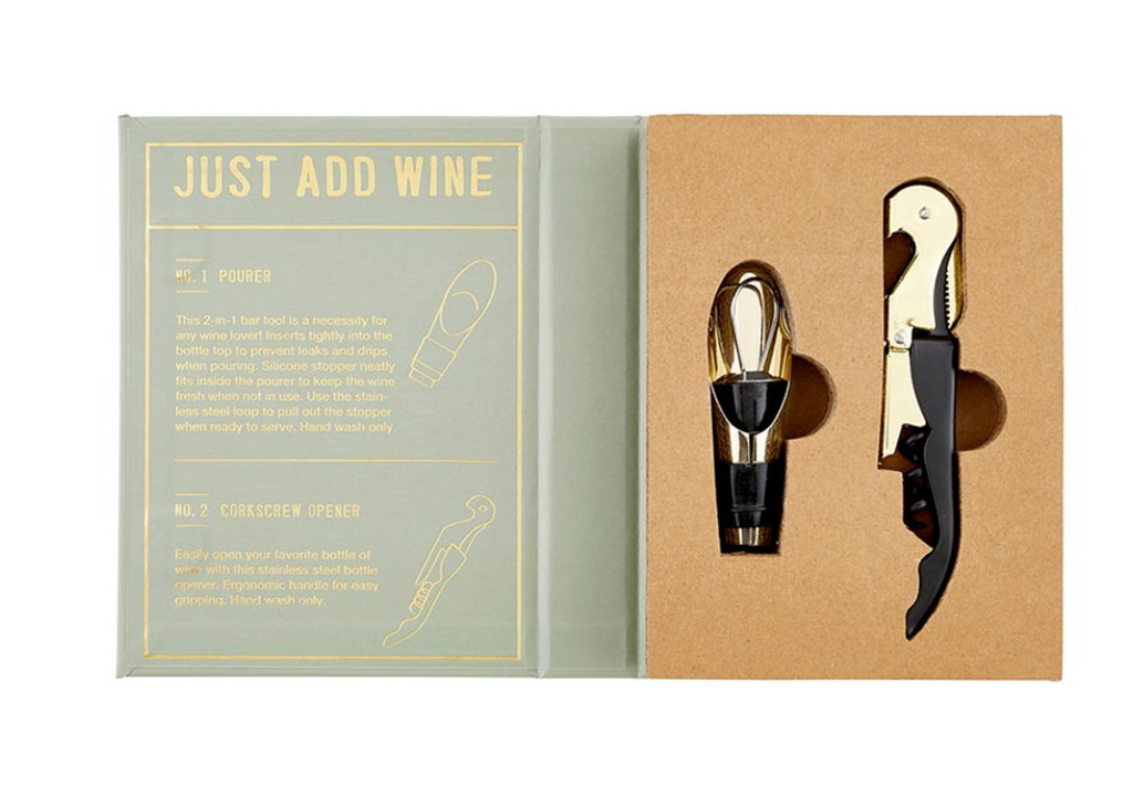 WINE SERVING SET BOOK BOX - JUST ADD WINE