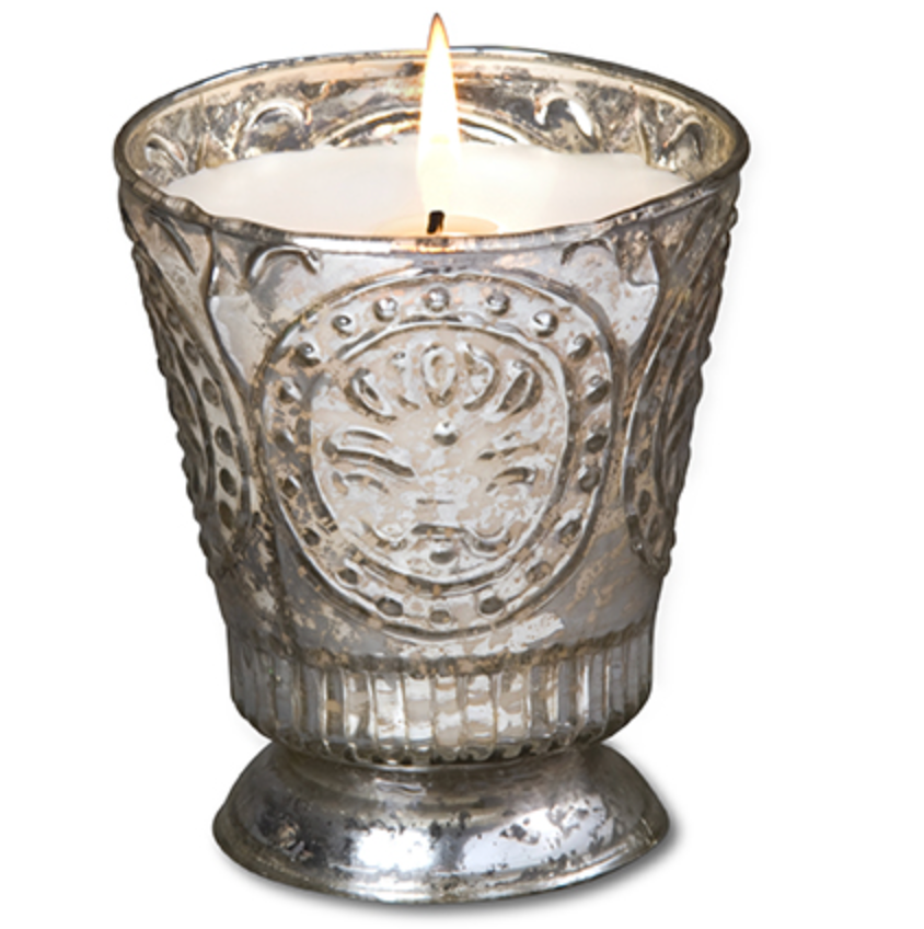 FLEUR DE LYS CANDLE - SILVER - TOBACCO BARK