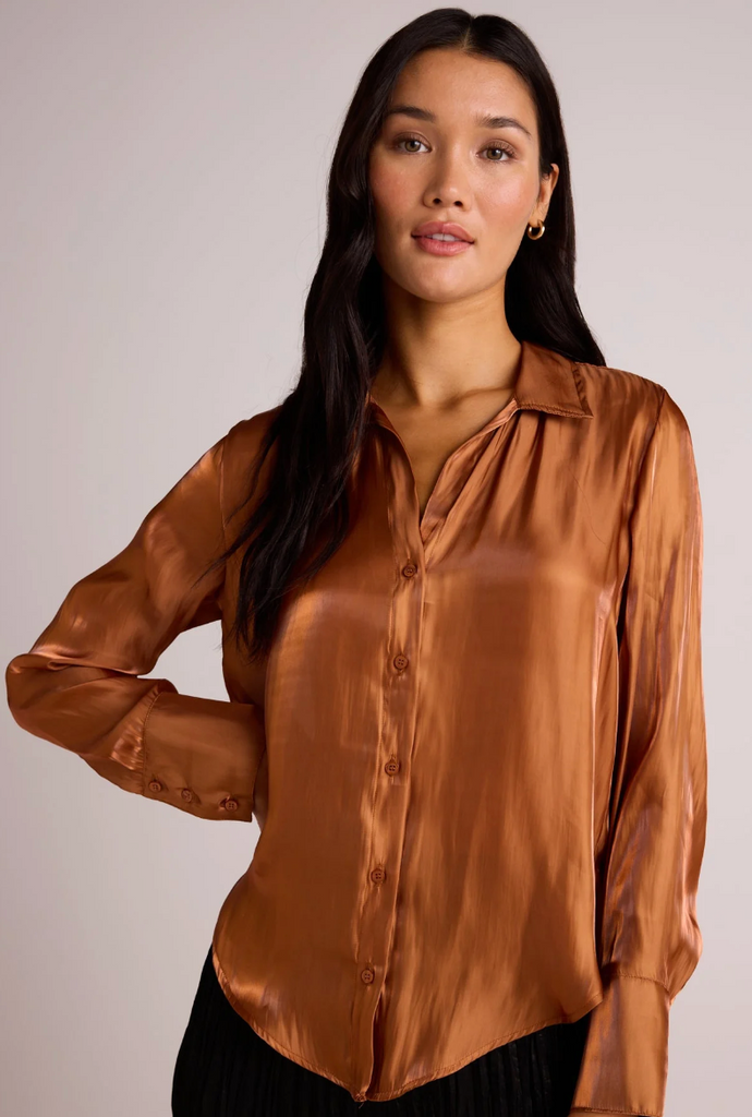 BELLA DAHL WIDE COLLAR SHIRT - EMBER GLOW