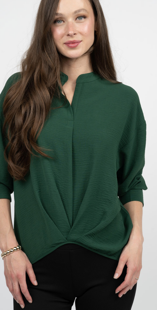 TWISTED PLEAT HEM TOP HUNTER GREEN