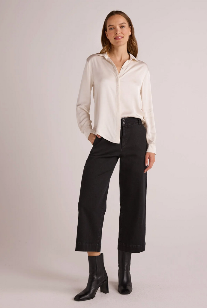 BELLA DAHL WIDE LEG CROP PANTS - SMOKE