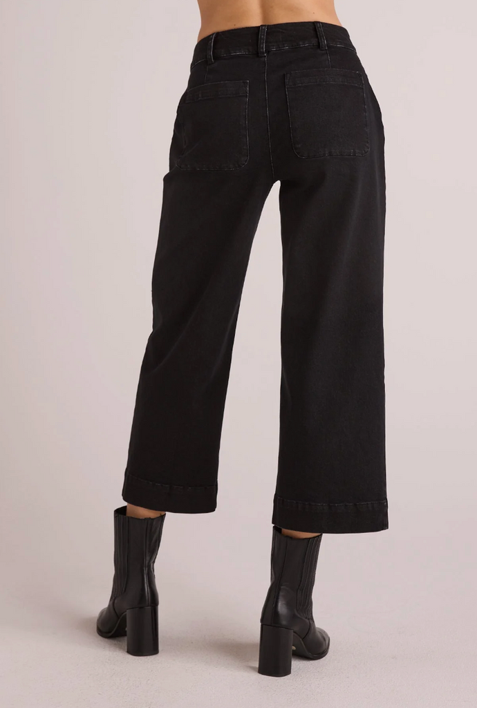 BELLA DAHL WIDE LEG CROP PANTS - SMOKE