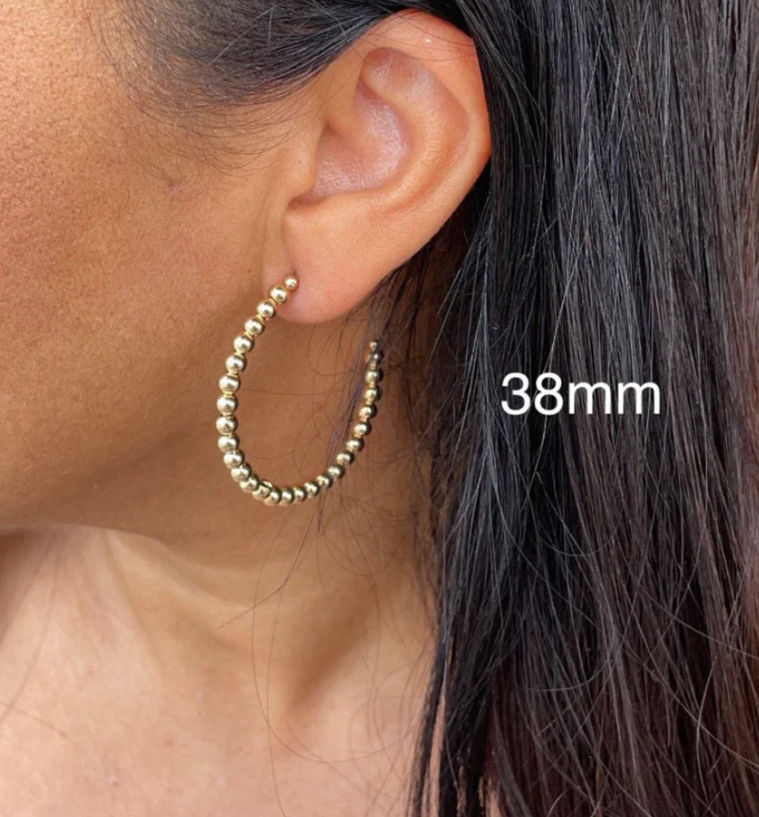 BALL HOOP EARRINGS - 38MM