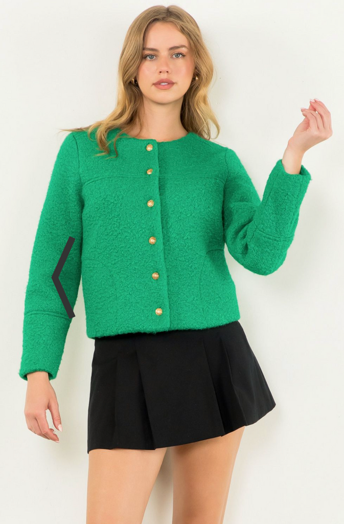 BOUCLE JACKET IN GREEN