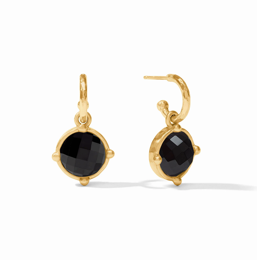 JULIE VOS HONEYBEE HOOP & CHARM EARRING - OBSIDIAN BLACK