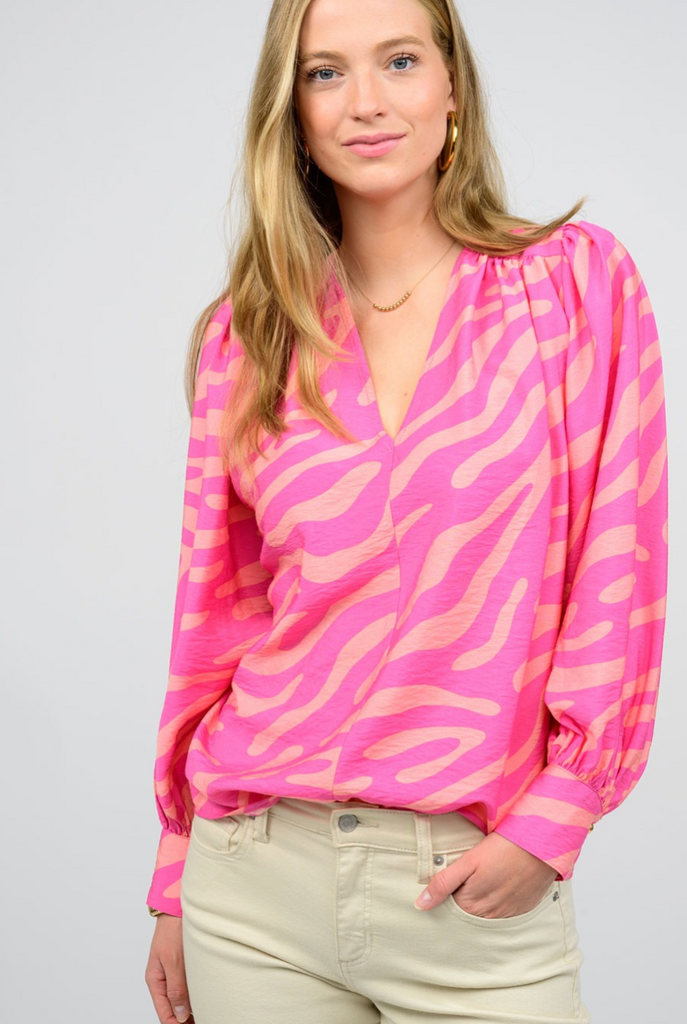 MOD ZEBRA BLOUSE IN PINK