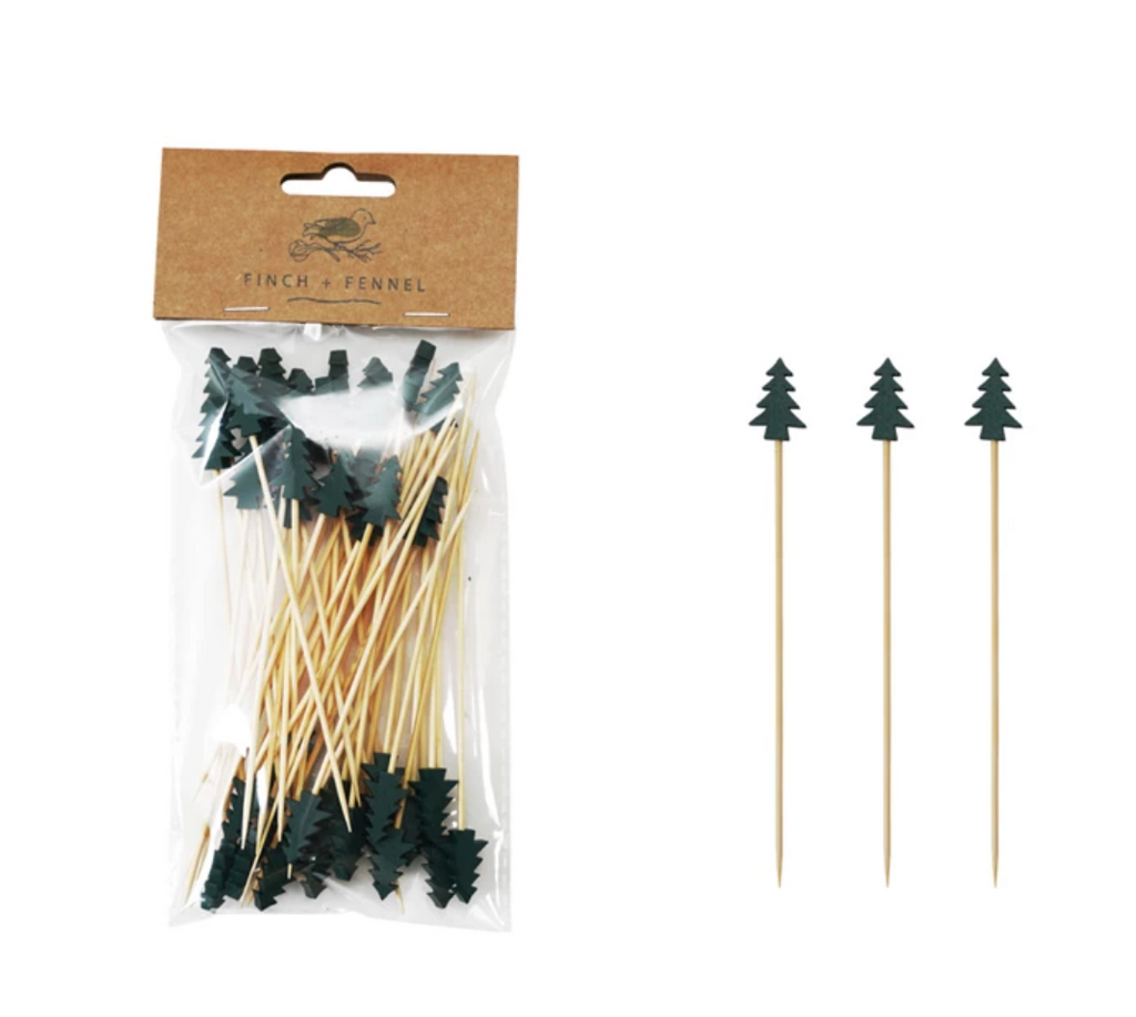 BAMBOO SINGLE USE SKEWERS WITH TREE SHAPED HANDLES