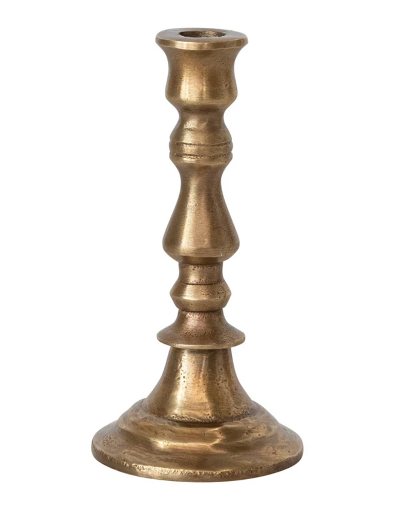 CAST ALUMINUM TAPER HOLDER - ANTIQUE BRASS FINISH