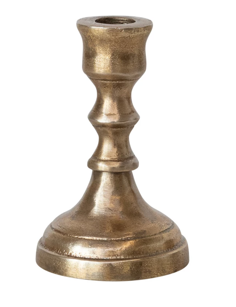 CAST ALUMINUM TAPER HOLDER - ANTIQUE BRASS FINISH