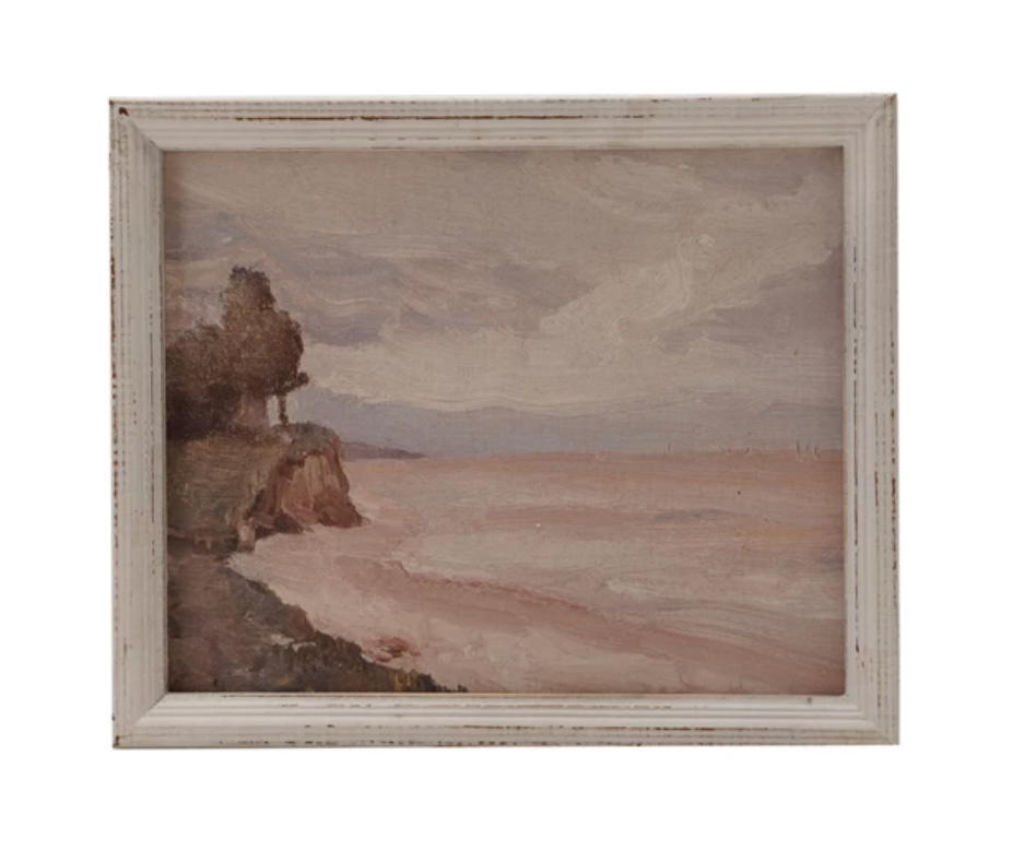 WOOD FRAMED WALL DECOR WITH SEASIDE LANDSCAPE  - IN STORE PICK UP ONLY!