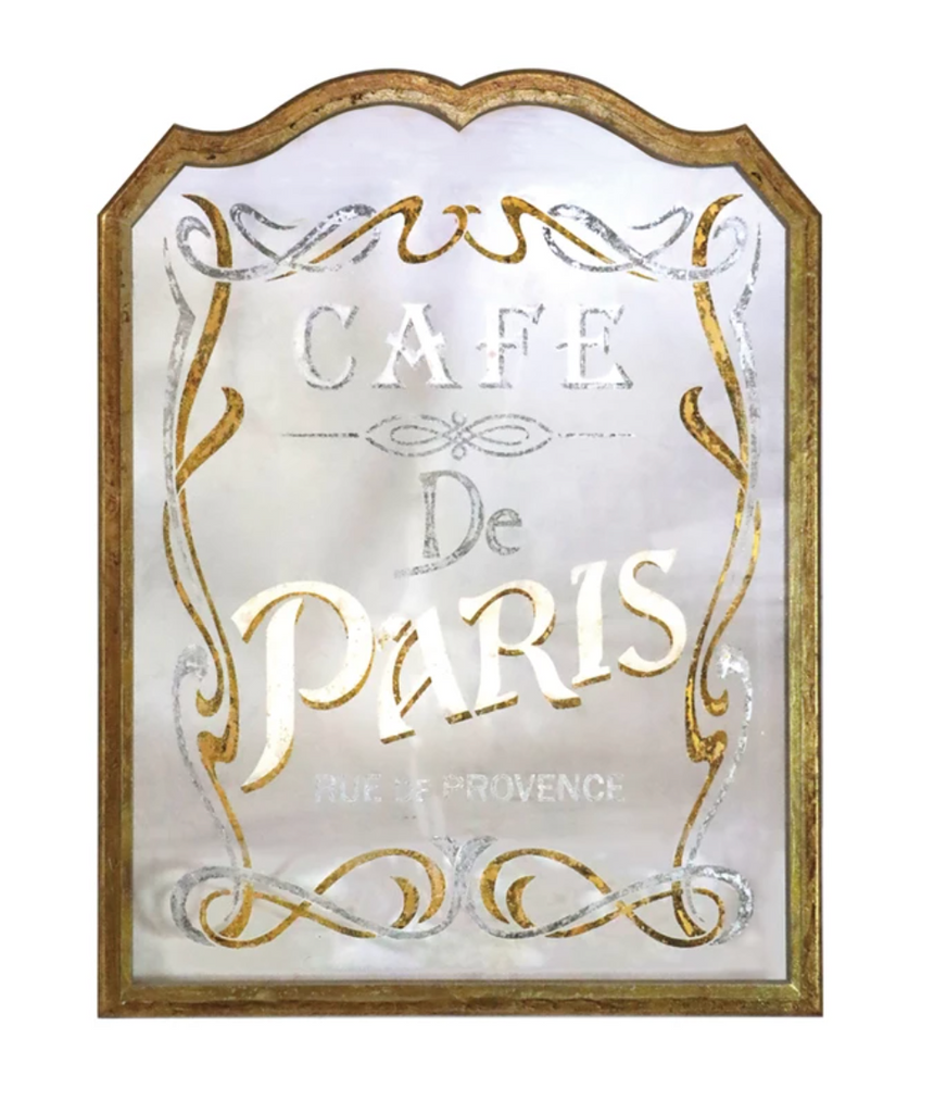 FRAMED ACRYLIC WALL DECOR "CAFE DE PARIS" - ANTIQUE GOLD  - IN STORE PICK UP ONLY!