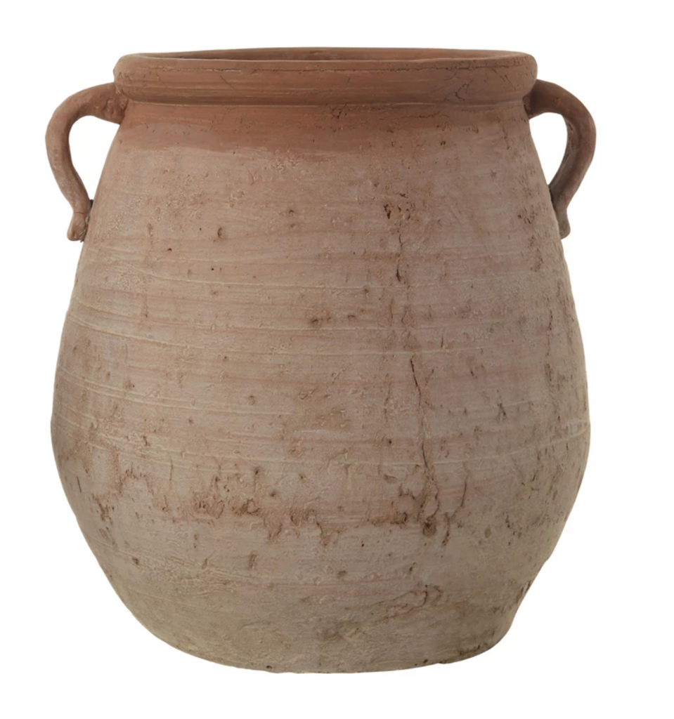 TERRA-COTTA URN WITH WHITE WASH FINISH - IN STORE PICK UP ONLY!