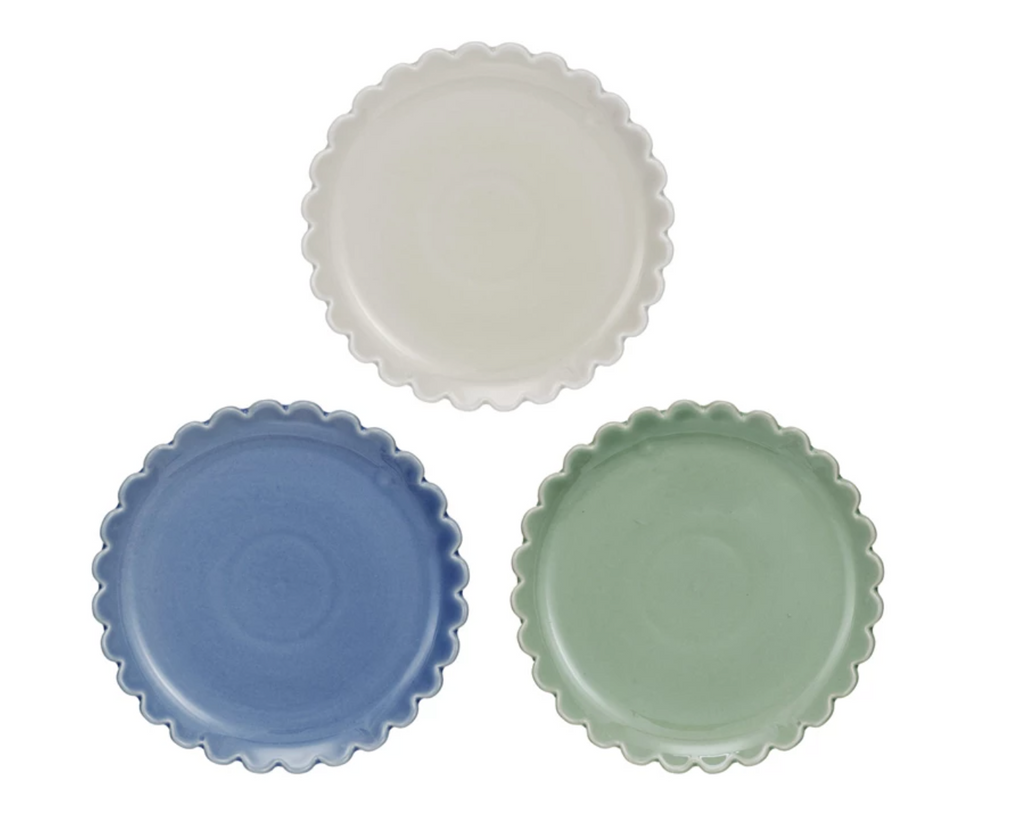 STONEWARE PLATE WITH SCALLOPED EDGE - 3 COLORS